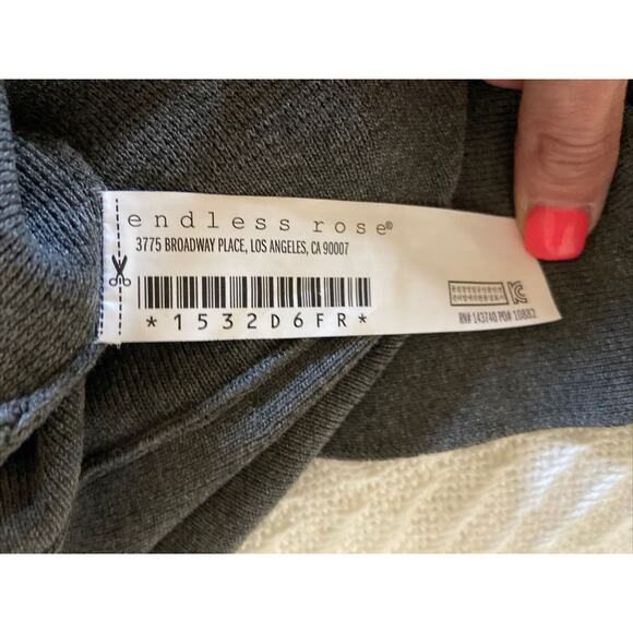 NEW Endless Rose Women's Knit Midi Bodycon Dress Gray S Off-the-Shoulder Ruffle - Picture 8 of 10